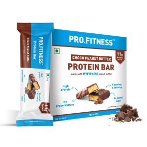 PRO.FITNESS Chocolate Peanut Butter Protein Bars with 11g Protein | No Added Sugar, No Preservatives, No Trans Fat | Healthy & Tasty | Pre-Post Workout Snack | Protein Chocolate Bars